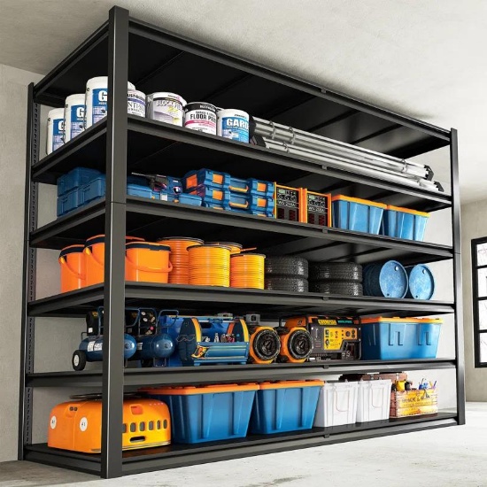 3500LBS Garage Shelving Storage Shelves Heavy Duty Shelving, 84"H Metal Shelves - Black