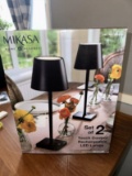 Mikasa Rechargeable 14-inch LED Lamps With Touch Control, Set Of 2 Black