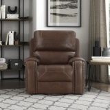 Xenija Vegan Leather Swivel Glider Manual Recliner - Dark Cherry Brown