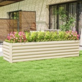 8x2x2ft Galvanized Raised Garden Bed Kit with Safety Edging - Cream White