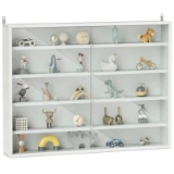 5-Tier Display Cabinet with 2 Glass Doors and Adjustable Shelves, White