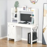 Computer Desk W/ Hutch, Home Office Desk W/ Storage Cabinet - White