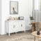 Sideboard Buffet with 4 Barn Doors and 2 Adjustable Shelves - White