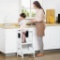 Kids Kitchen Step Stool, 2 in 1 Kitchen Table Set with Chalkboard - White