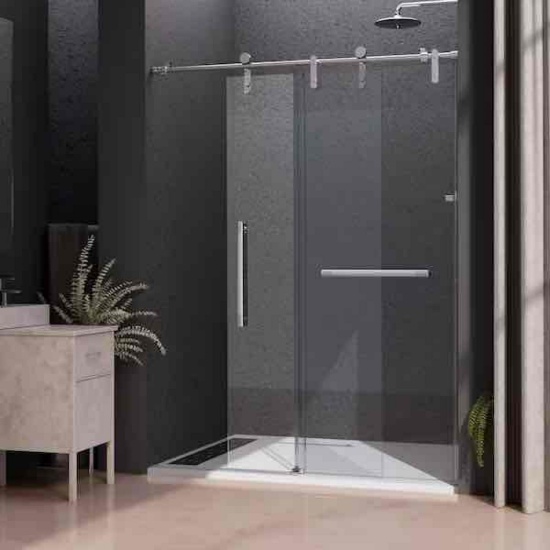 KULLAVIK 56-60 in. W x 75.5 in. H Sliding Frameless Glass Shower Door