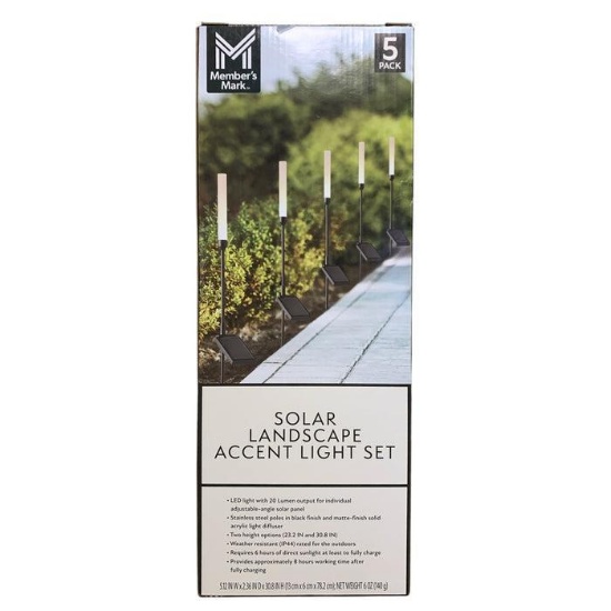 Member's Mark Solar Powered Landscape Accent Light Set, Black Matte