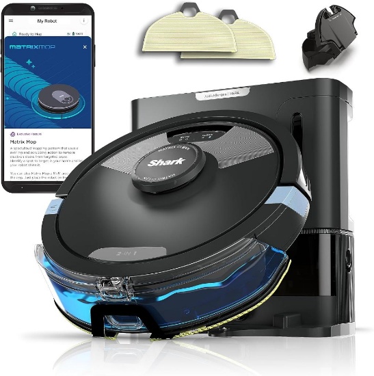 Shark Matrix Plus 2in1 Robot Vacuum & Mop with Sonic Mopping - Black/Silver
