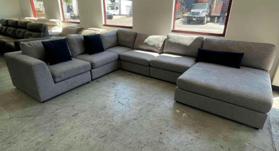 D & J Denman 155" 6-Pc. Fabric Sectional with Chaise