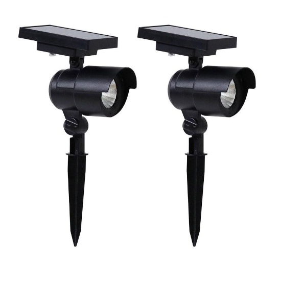 Member's Mark 2 Piece LED Solar Spot Lights - Matte Black