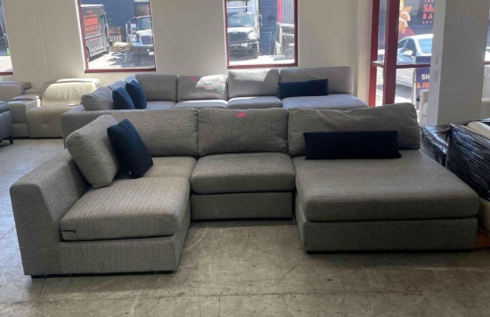 D & J Denman 121 " 4-Pc. Fabric Sectional with Chaise