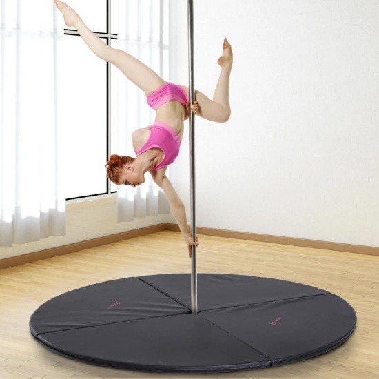 Pole Dance Mat, 2"T x 5'W Folding Pole Crash Mat - black