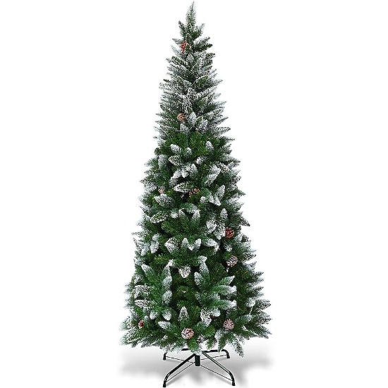 Costway 6-ft Pencil Flocked Artificial Christmas Tree