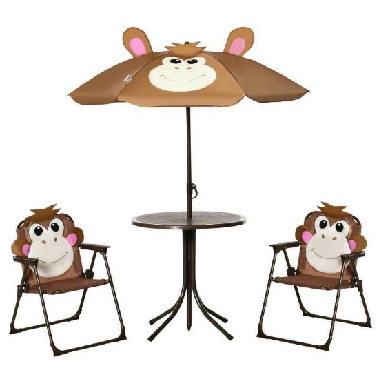 Outsunny Kids Table and Chair Set, Outdoor Folding Garden Furniture, Picnic Table