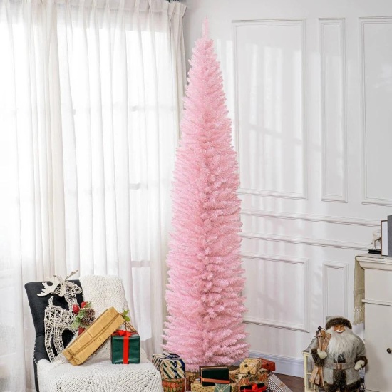 8ft Unlit Pencil Artificial Christmas Tree - pink