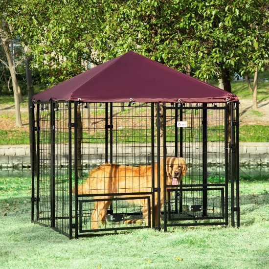 PawHut Outdoor Dog Kennel 4.6' x 4.6' x 3.7'