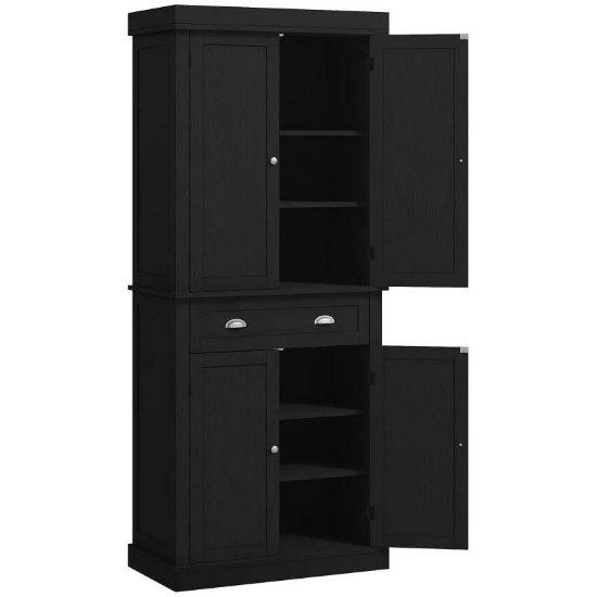 HOMCOM 72.5" Kitchen Cabinet, Pantry Storage Cabinet with Doors and Shelves, Freestanding Pantry