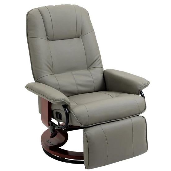 HOMCOM Faux Leather Manual Recliner, Adjustable Swivel Lounge Chair with Footrest, Armrest