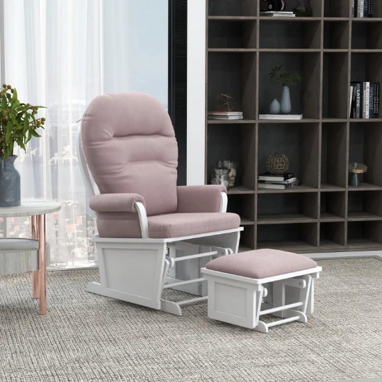 HOMCOM Rocking Chair Set with Ottoman, Nursery Glider Rocker with Footrest, Padded Cushion Seating