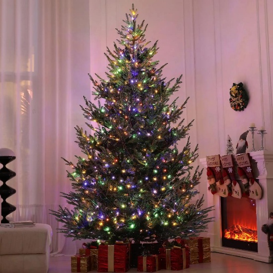 9 ft Artificial Christmas Tree, Prelit - Green