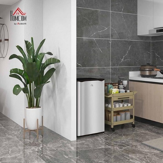 Fridge with Freezer, Single Door Compact Refrigerator with Adjustable Thermostat