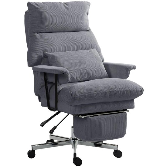 HOMCOM Executive Office Chair with Lumbar Support, Footrest, High Back Reclining Overstuffed Desk