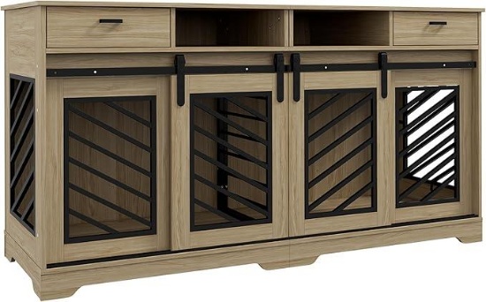 PawHut Double Dog Furniture with Removable Divider for 2 Medium Dogs or 1 Large Dog, box 1 and box 2