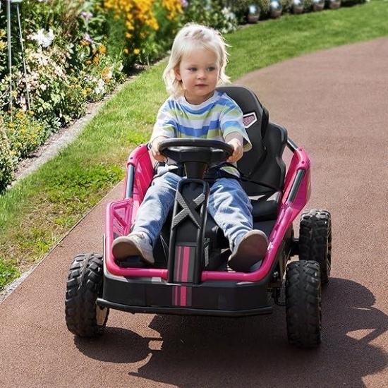 Qaba 24V Ride on Car for Big Kids - Pink