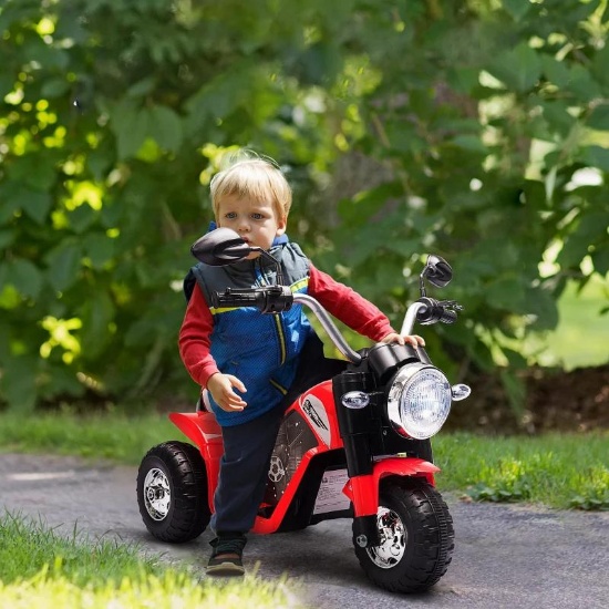 6V Battery Powered Ride-On Dirt Bike 3-Wheels - Red/White