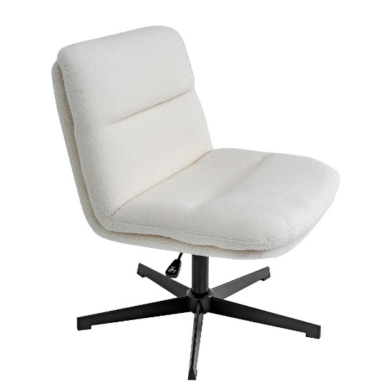 Chloe Armless Swivel Task Chair - Cream/Black Frame