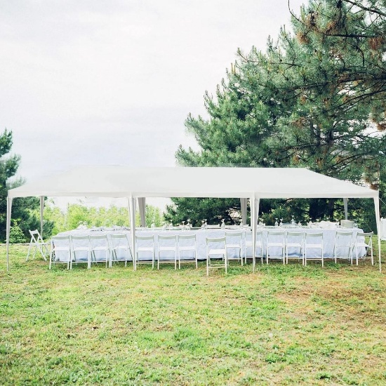 10 x 30 Feet Canopy Tent with 5 Removable Sidewalls for Party, Wedding, Etc. - White