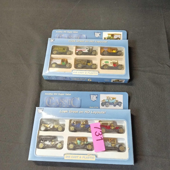 6 Classic Cars Die Cast & Plastic HO Scale #1720 (x2 packs)