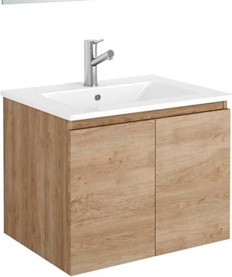 DAX Malibu Engineered Wood Single Vanity Cabinet, (18.1"D x 24"W x 19"H) - Oak (Without Marble Top)