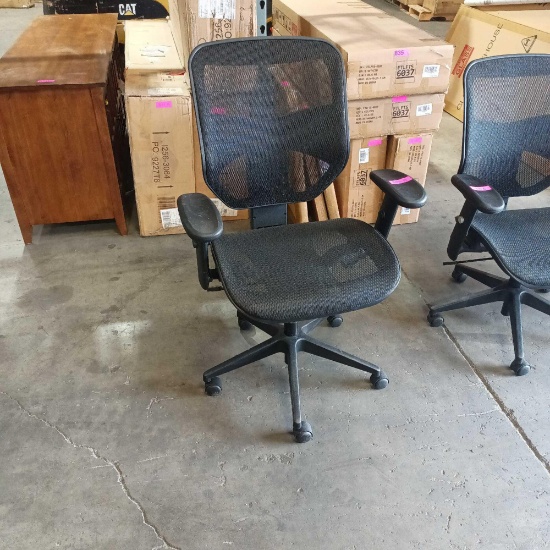 Mesh High-Back Task Chair, Adjustable Arms, Black Seat