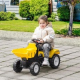 Kids No Power Ride-On Excavator with Manual Control Bucket - Yellow