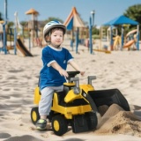 CAT Ride On, No Power Construction Vehicle with Manual Shovel - Yellow