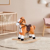 Kids Plush Toy Rocking Horse - brown