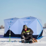 8 Person Ice Fishing Shelter, Pop-up Ice Fishing Tent - Light Blue