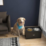 Pet Feeding Station Pet Dish Bowl Set with Storage - black