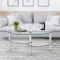 FANTASK Tempered Glass Coffee Table Oval 3-Tier Steel Tea Table