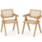 Rattan Accent Chairs Set of 2 with Natural Bamboo