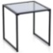17'' Outdoor Side Table Patio Tempered Glass End Coffee Table