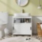 Costway Pedestal Sink Storage Cabinet with 2 Sliding Doors and U-shaped Cut-out #JV11660WH