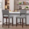 Costway 2 Piece Bar Chair Set with Hollowed Back and Rubber Wood Legs - Gray #JV10939GR