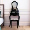 Makeup Dressing Table Vanity w/ Mirror & Stool - Black - 20.0