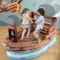 Kids Inflatable Pirate Ship Playhouse With Built-in Motor - Brown NP11704US-BN