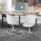 Costway Set of 2 Adjustable Office Chair Armless Swivel Desk Chair PU Leather Seat White
