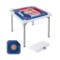 Folding Mahjong Table with Cup Holders and Removable Game Mat-Blue