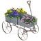 Garden Plant Planter Wooden Wagon Planter W/ Wheel - Gray