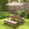 Costway Kids Picnic Table and Bench Set with Cushions and Height Adjustable Umbrella