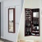 Mirrored Jewelry Cabinet Armoire Storage Organizer Wall Door Mounted - Brown